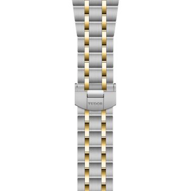 Montre Tudor Royal automatique lunette or jaune index diamants cadran chocolat bracelet acier et or jaune 38 mm M28503-0008