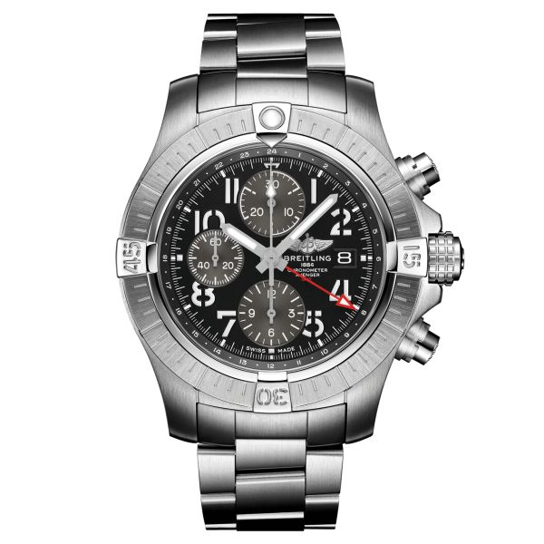 Breitling Avenger Chronograph GMT automatic watch black dial steel bracelet 45 mm A24315101B1A1