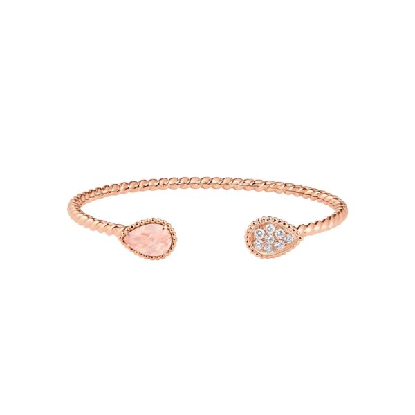 Boucheron Serpent Bohème S motif bangle in rose gold and pink quartz