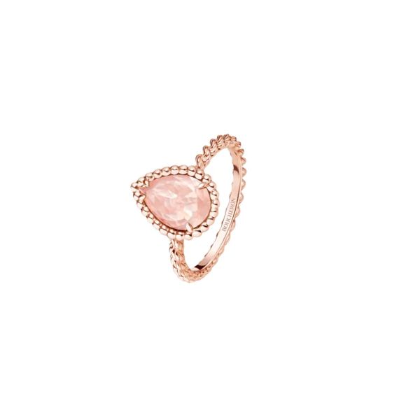 Bague Boucheron Serpent Bohème motif S en or rose et quartz rose JRG03184