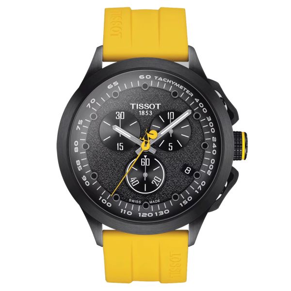 Montre Tissot T-Race Cycling Tour de France 2023 quartz cadran noir bracelet caoutchouc jaune 45 mm T135.417.37.051.05