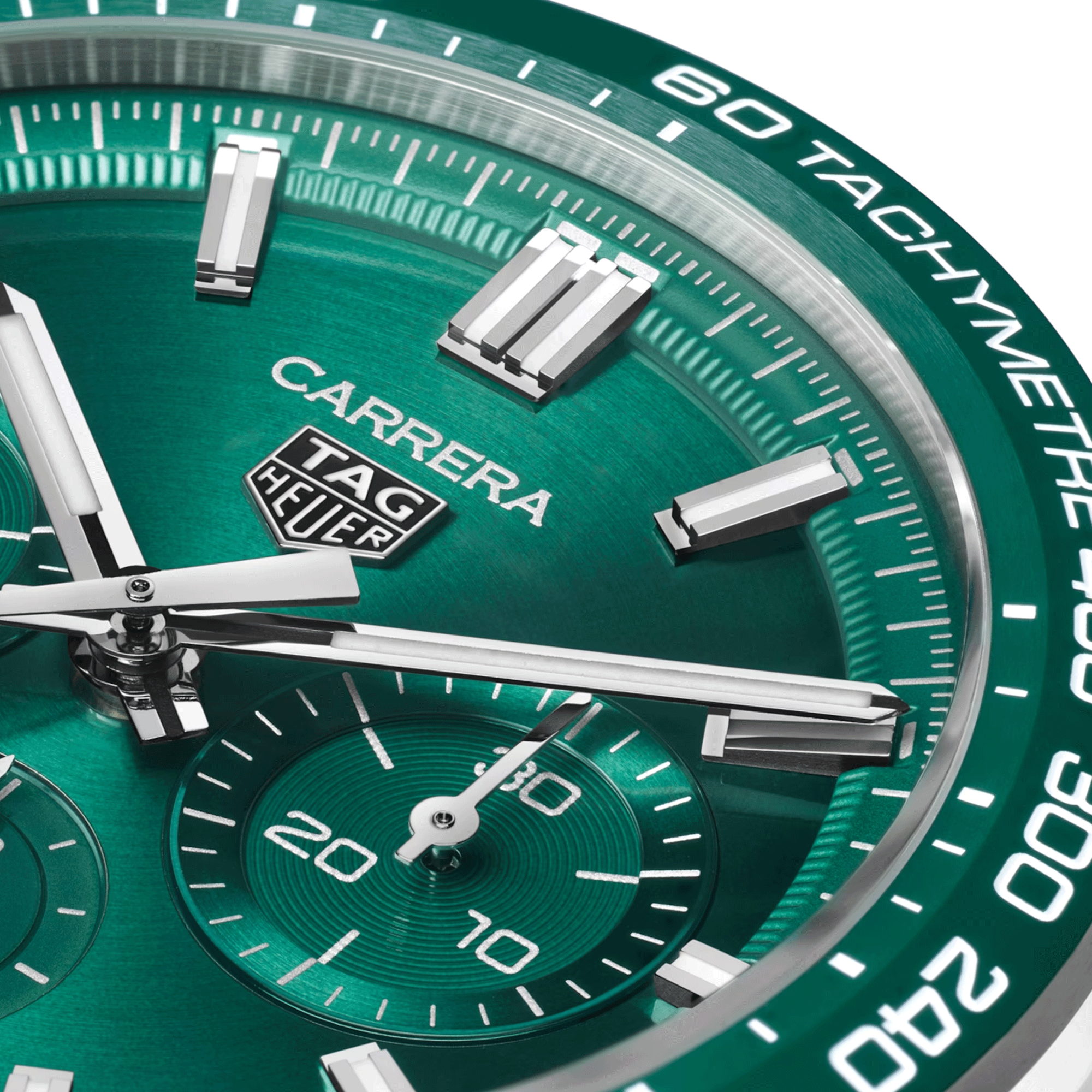 TAG Heuer Carrera Chronograph automatic watch green dial steel bracelet 44 mm