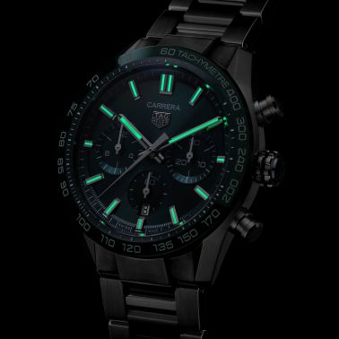 TAG Heuer Carrera Chronograph automatic watch green dial steel bracelet 44 mm