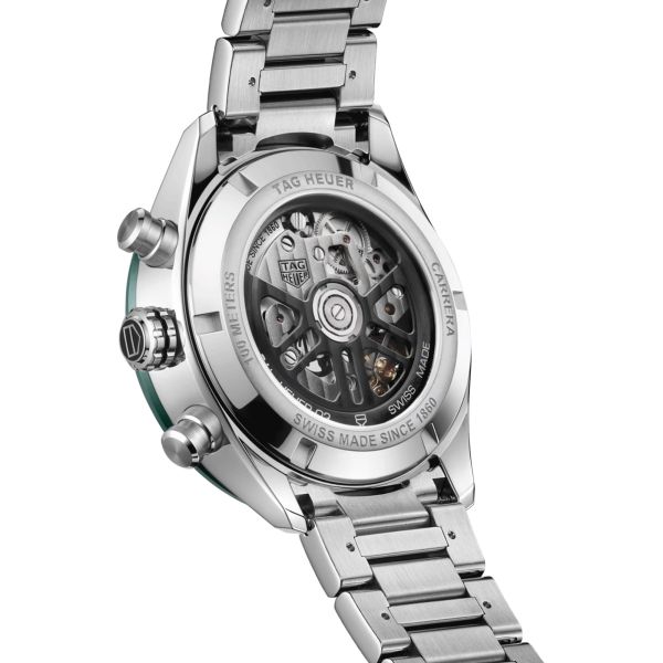 TAG Heuer Carrera Chronograph automatic watch green dial steel bracelet 44 mm