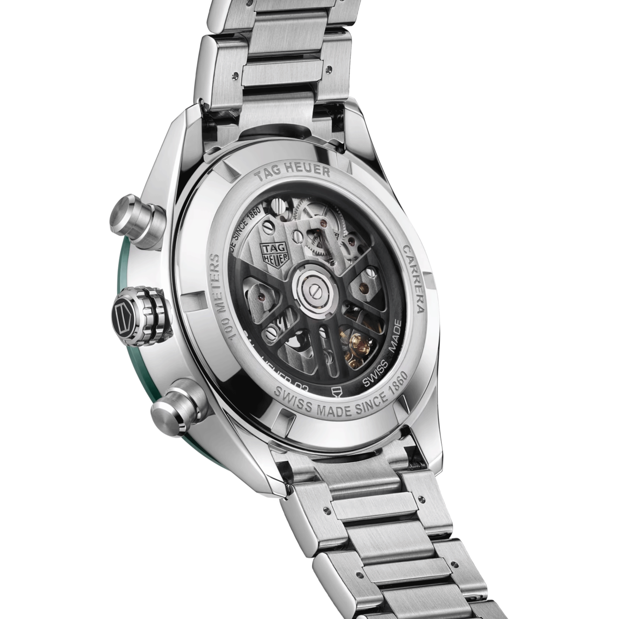 TAG Heuer Carrera Chronograph automatic watch green dial steel bracelet 44 mm