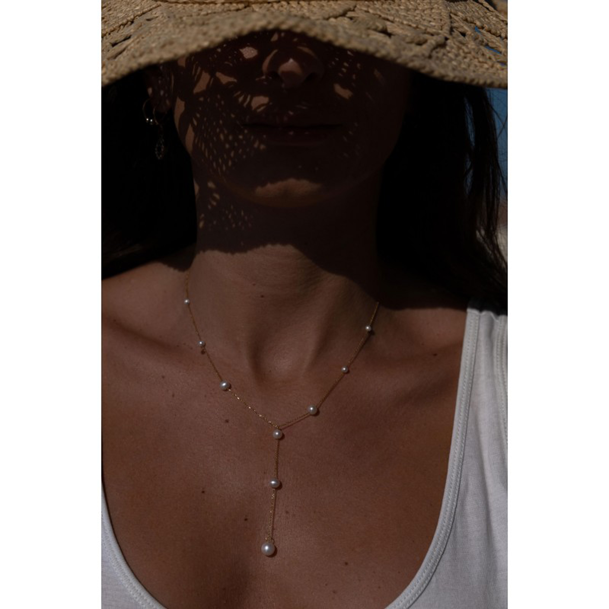 Collier Claverin Pearl Drop en or jaune et perles blanches