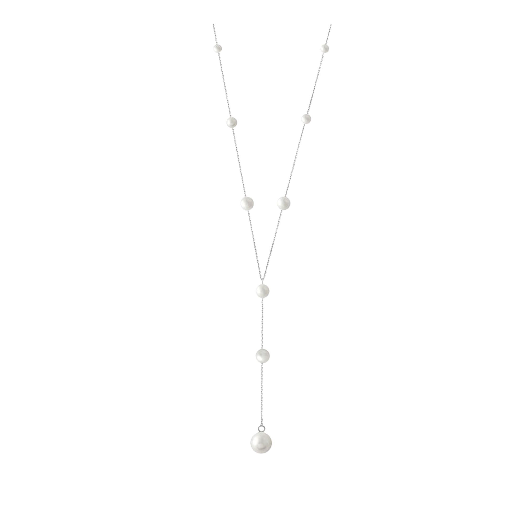 Claverin Pearl Drop Necklace in White Gold and White Pearls PPLAD001