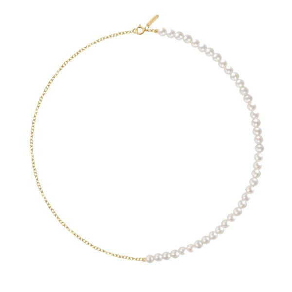 Claverin Rock'N'Pearls Necklace in Yellow Gold and White Pearls