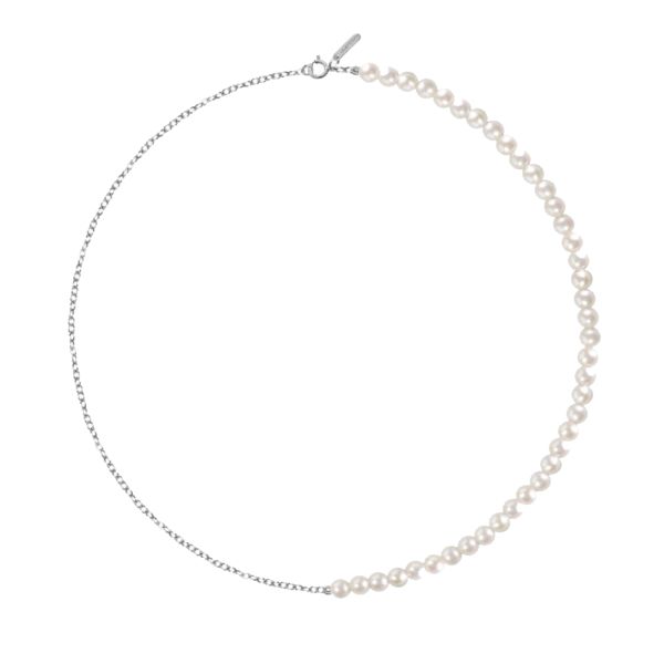 Claverin Rock'N'Pearls Necklace in White Gold and White Pearls