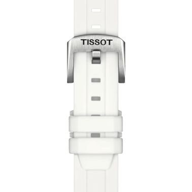 Tissot Seastar 1000 quartz watch diamond markers white mother of pearl dial white rubber strap 36 mm