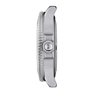 Tissot Seastar 1000 quartz watch diamond markers white mother of pearl dial white rubber strap 36 mm