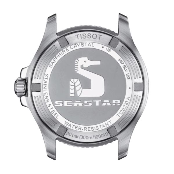 Tissot Seastar 1000 quartz watch diamond markers white mother of pearl dial white rubber strap 36 mm