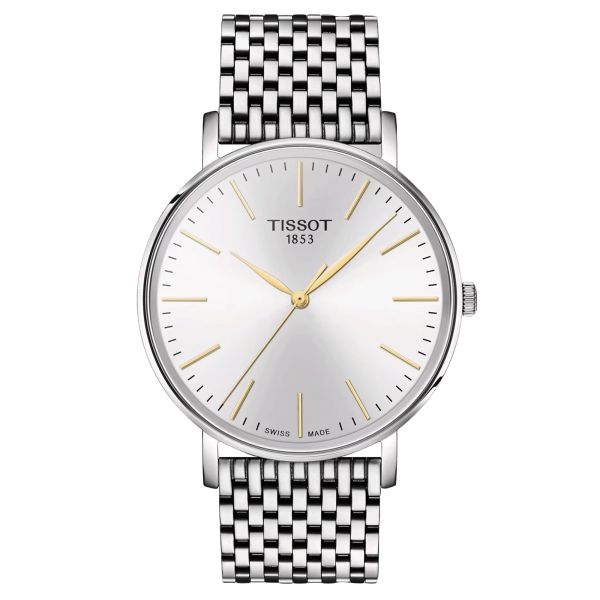 Montre Tissot T-Classic Everytime Gent quartz cadran argent bracelet acier 40 mm T143.410.11.011.01