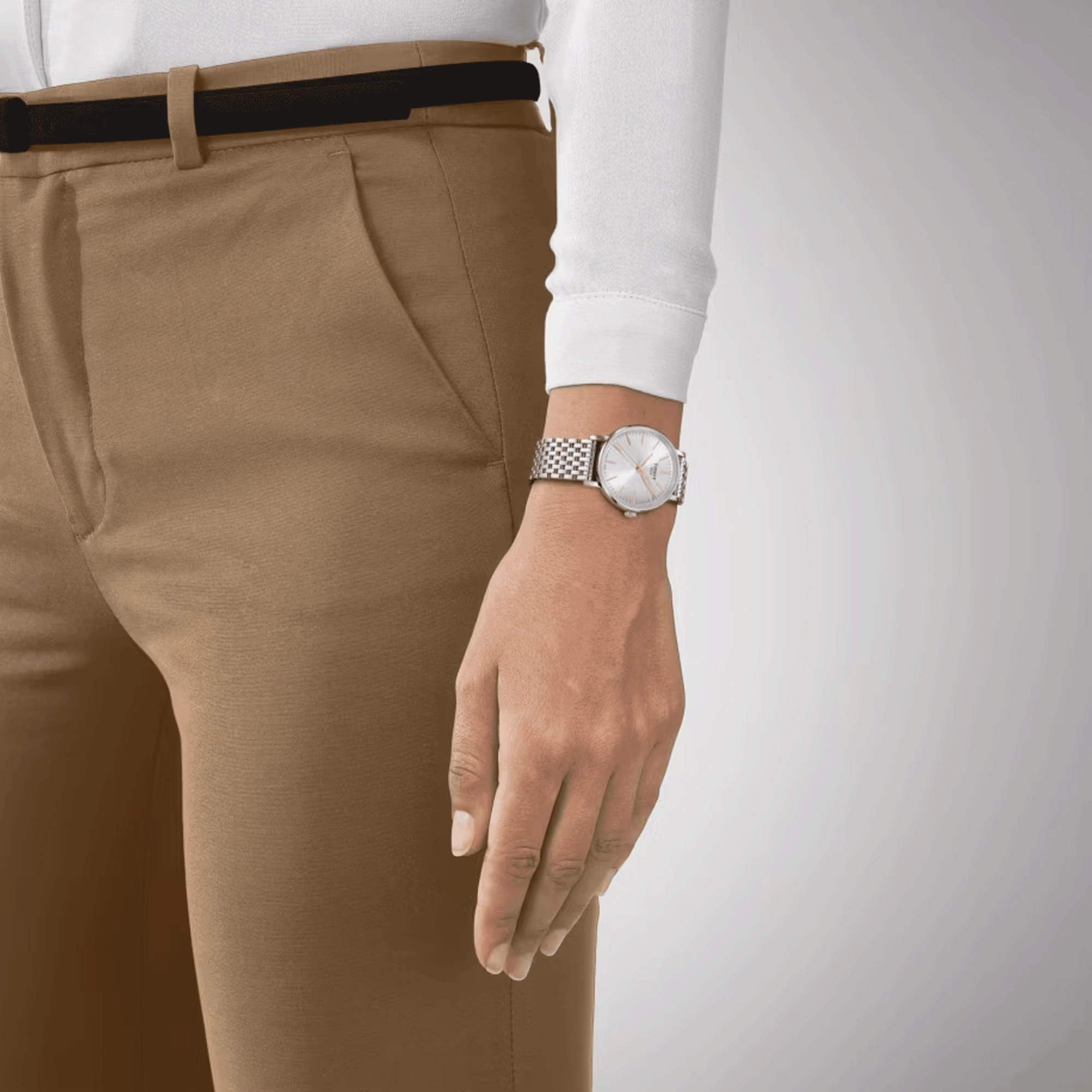 Tissot T-Classic Everytime Lady quartz watch silver dial steel bracelet 34 mm