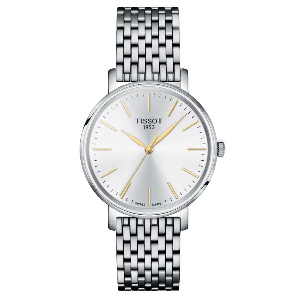 Tissot T-Classic Everytime Lady quartz watch silver dial steel bracelet 34 mm