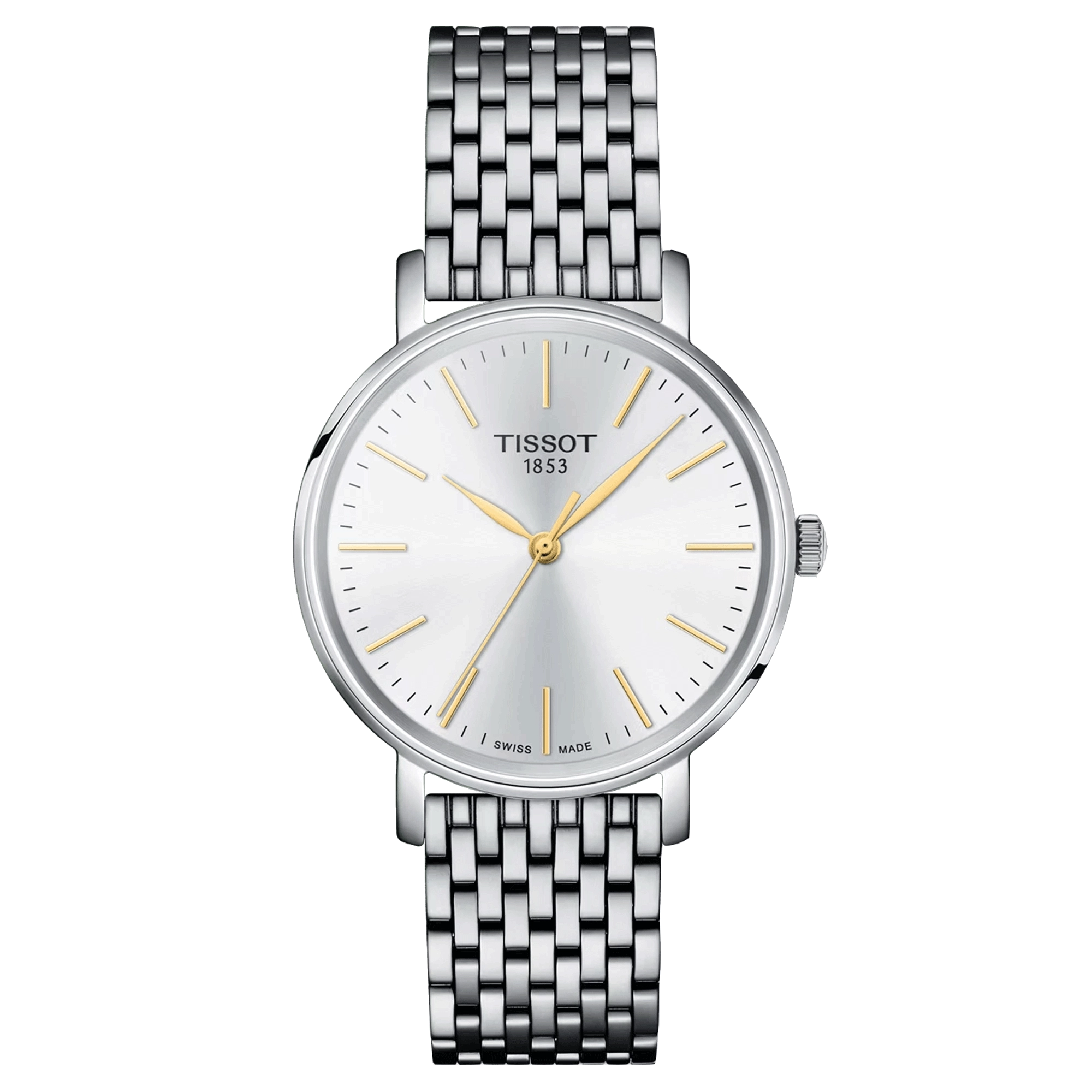 Tissot T-Classic Everytime Lady quartz watch silver dial steel bracelet 34 mm