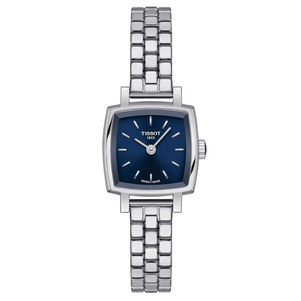 Montre Tissot T-Lady Lovely Square quartz cadran bleu bracelet acier 20 mm T058.109.11.041.01