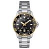 Tissot T-Sport Seastar 1000 quartz PVD Yellow Gold watch black dial steel bracelet 36 mm