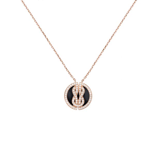 Collier Fred Chance Infinie Lucky Medals en or rose, diamants et onyx