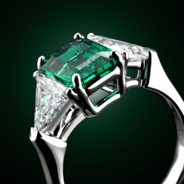 Bague Lepage Cléo en platine, émeraude et diamants