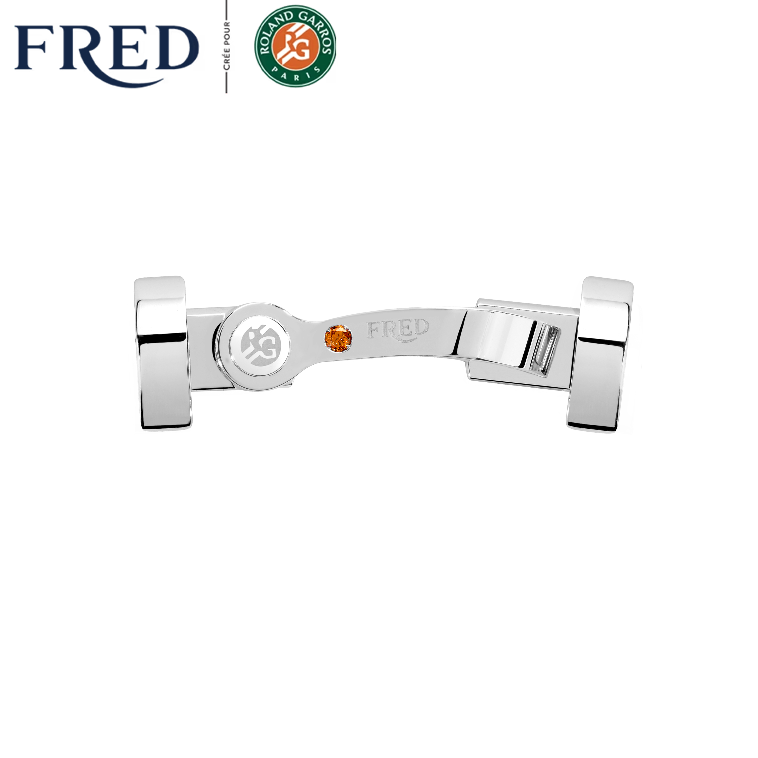 Fred Force 10 large model buckle in white gold and mandarin garnet