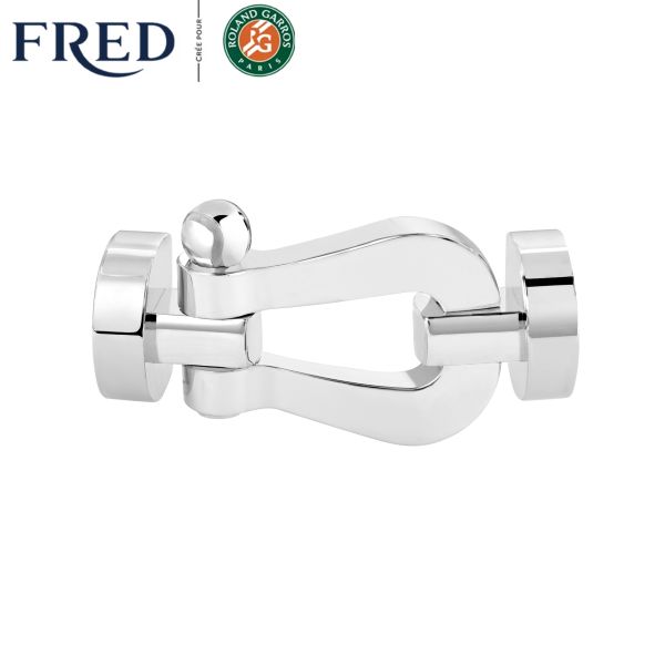 Fred Force 10 large model buckle in white gold and mandarin garnet