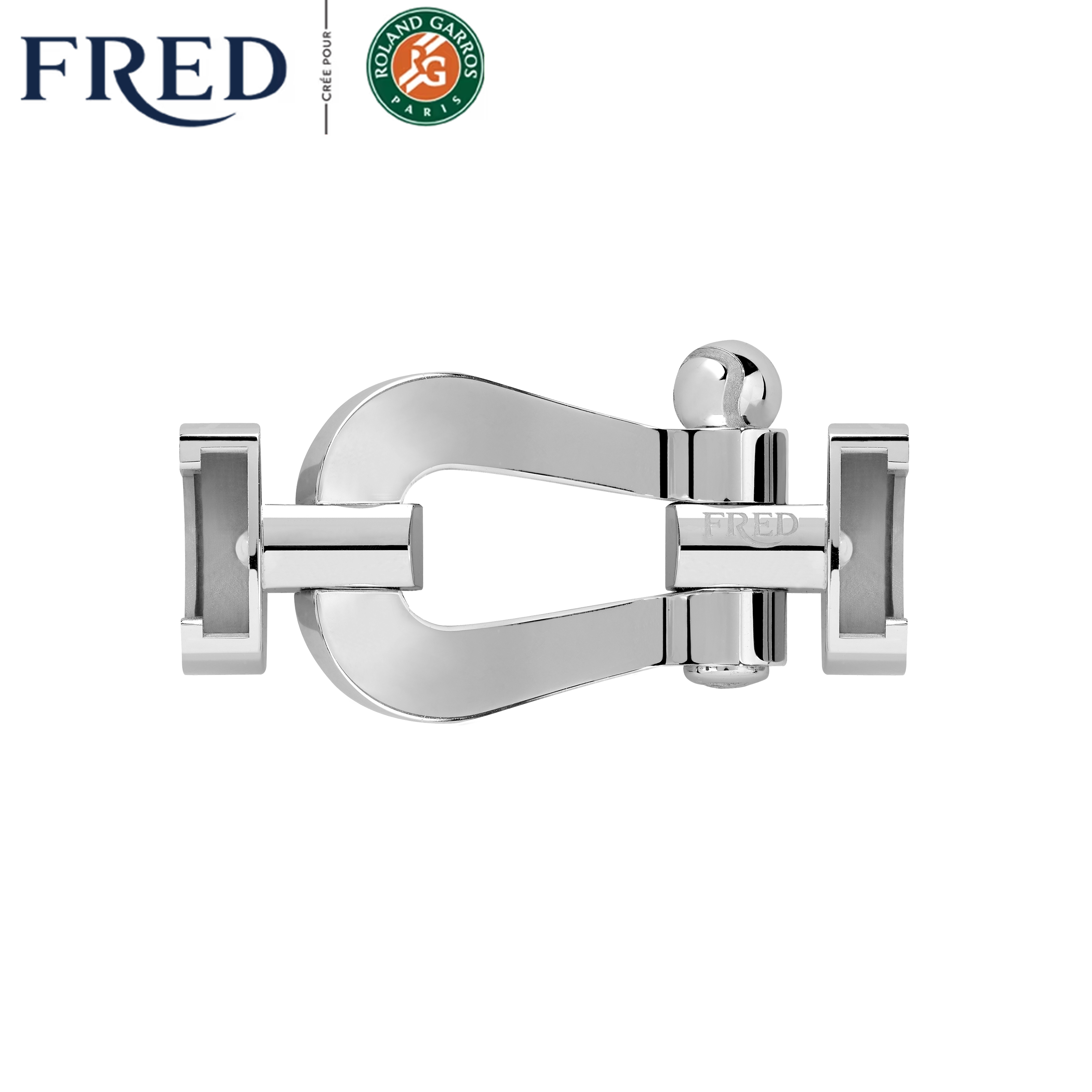 Fred Force 10 large model buckle in white gold and mandarin garnet