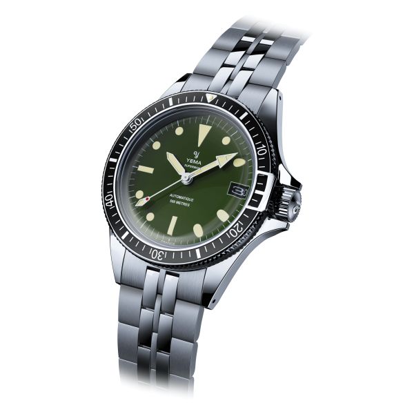 Yema Superman 500 Dato automatic watch khaki dial steel bracelet 41 mm YSUP23A41-ZMS