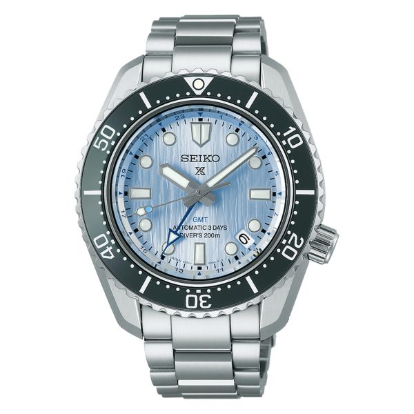 Seiko Prospex Automatic Diver's GMT 1968 Save The Ocean watch blue dial steel bracelet 42 mm