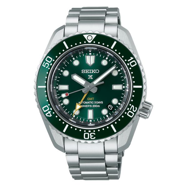 Montre Seiko Prospex Automatique Diver's GMT 1968 "Marine Green" cadran vert bracelet acier 42 mm