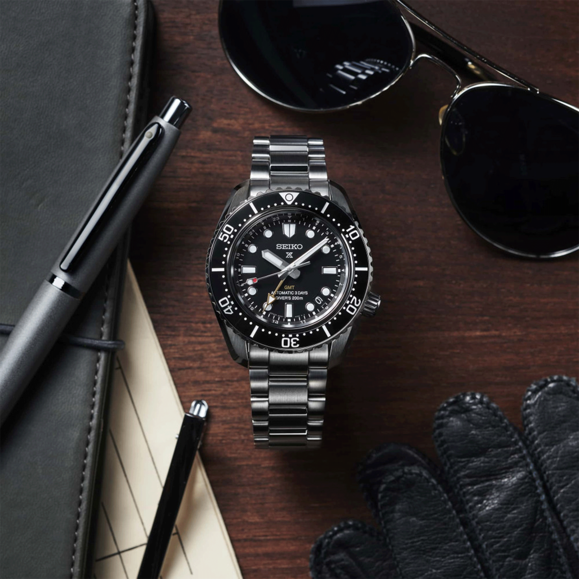 Seiko Prospex Automatic Diver's GMT 1968 "Dark Depths" black dial steel bracelet 42 mm