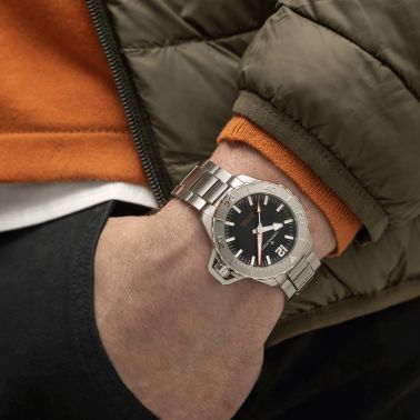 Hamilton Khaki Navy Frogman automatic watch black dial steel bracelet 41 mm H77485130