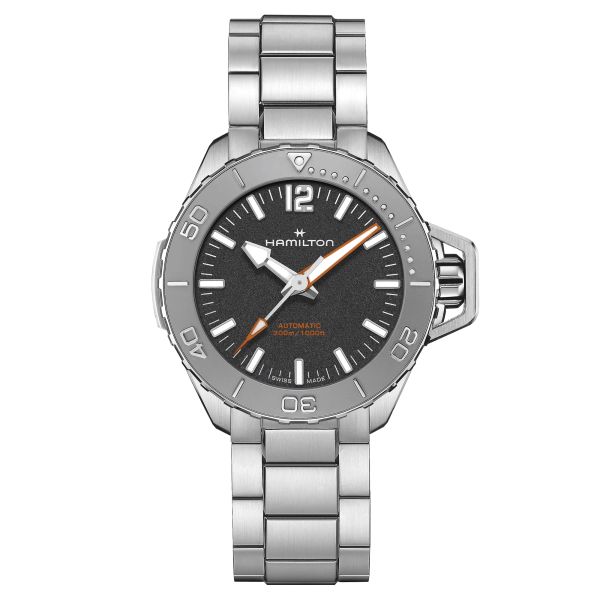 Hamilton Khaki Navy Frogman automatic watch black dial steel bracelet 41 mm H77485130