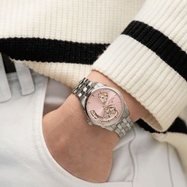 Hamilton Jazzmaster Open Heart Lady automatic watch pink dial steel bracelet 36 mm H32215170