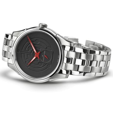 Montre Hamilton Jazzmaster Thinline Special Edition quartz cadran noir bracelet acier 40 mm H38421130