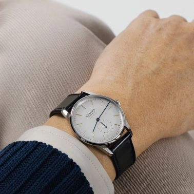 Nomos Orion Neomatik 175 Years automatic watch galvanised dial black leather strap 38,5 mm 345.S1