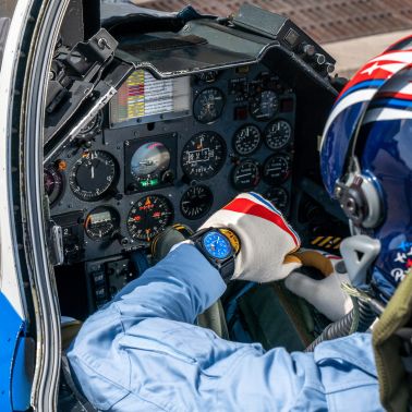 Bell & Ross BR 03-92 Patrouille de France 70th Anniversary ceramic automatic blue dial leather strap 42 mm