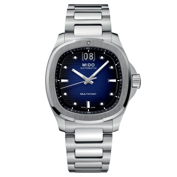 Mido Multifort TV Big Date automatic watch blue dial steel bracelet 40 mm M049.526.11.041.00