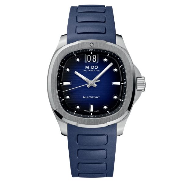 Mido Multifort TV Big Date automatic watch blue dial blue rubber strap 40 mm M049.526.17.041.00
