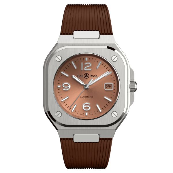 Montre Bell & Ross BR 05 Copper Brown automatique cadran marron bracelet caoutchouc 40 mm