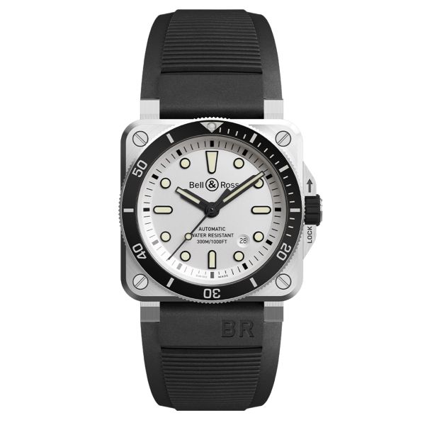 Montre Bell & Ross BR 03-92 Diver White automatique cadran blanc bracelet caoutchouc 42 mm