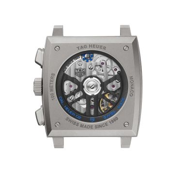 Montre TAG Heuer Monaco Original Blue automatique cadran squelette cuir et caoutchouc bleu 39 mm CBL2182.FT6235