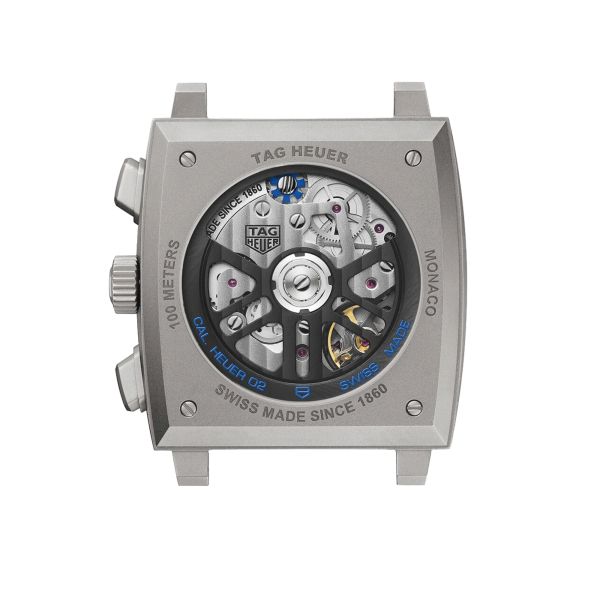 Montre TAG Heuer Monaco Original Blue automatique cadran squelette cuir et caoutchouc bleu 39 mm CBL2182.FT6235