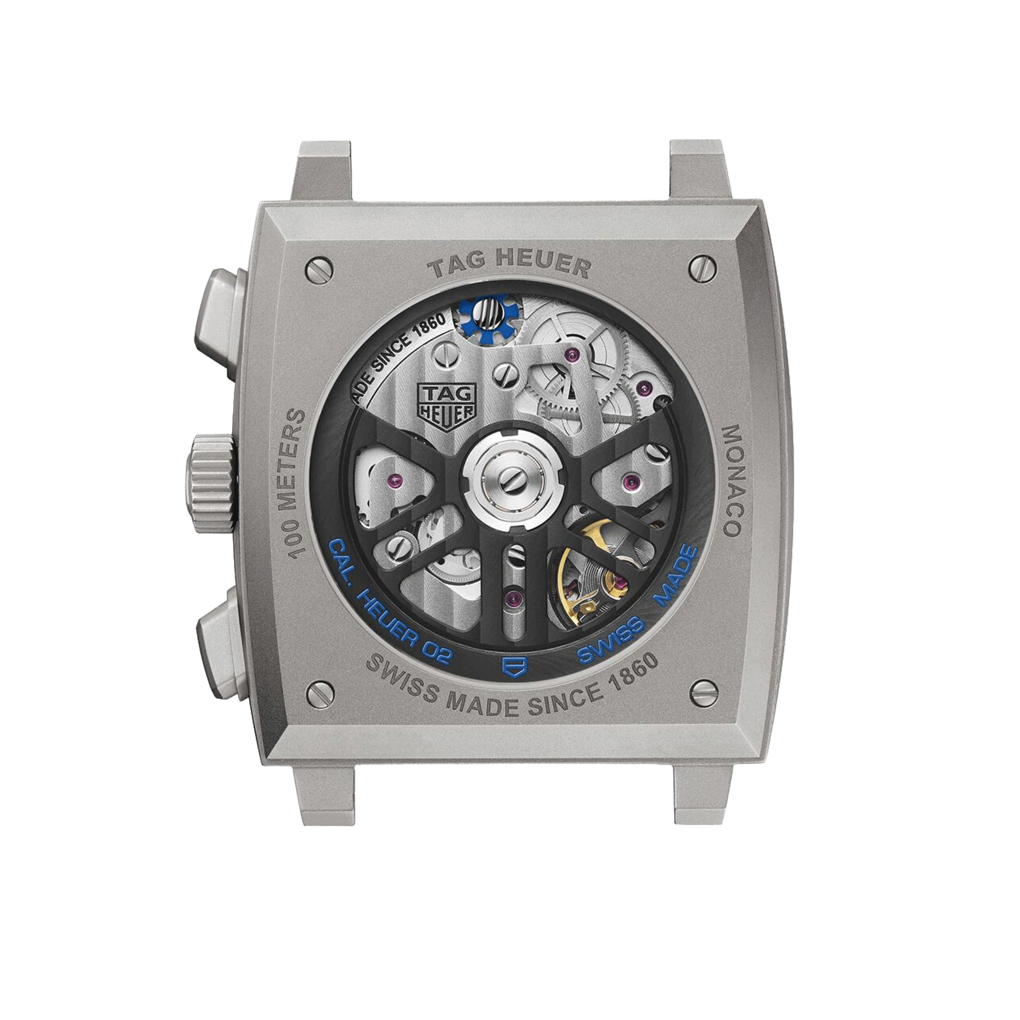 Montre TAG Heuer Monaco Original Blue automatique cadran squelette cuir et caoutchouc bleu 39 mm CBL2182.FT6235