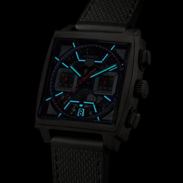 Montre TAG Heuer Monaco Racing Red automatique cadran squelette cuir et caoutchouc noir 39 mm CBL2183.FT6236