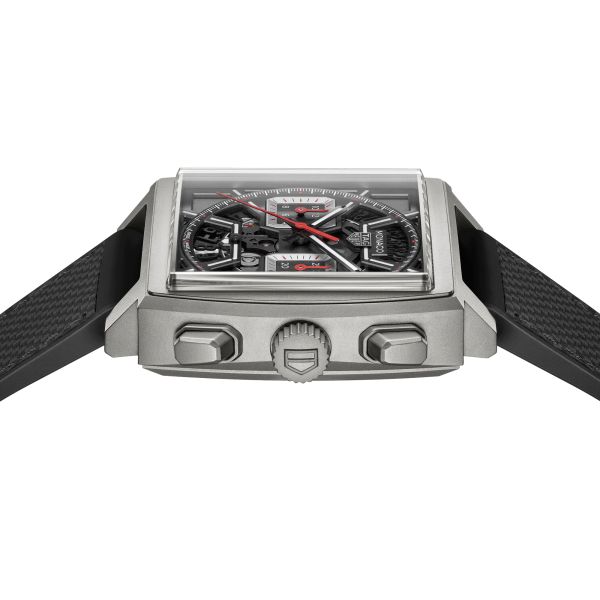 Montre TAG Heuer Monaco Racing Red automatique cadran squelette cuir et caoutchouc noir 39 mm CBL2183.FT6236