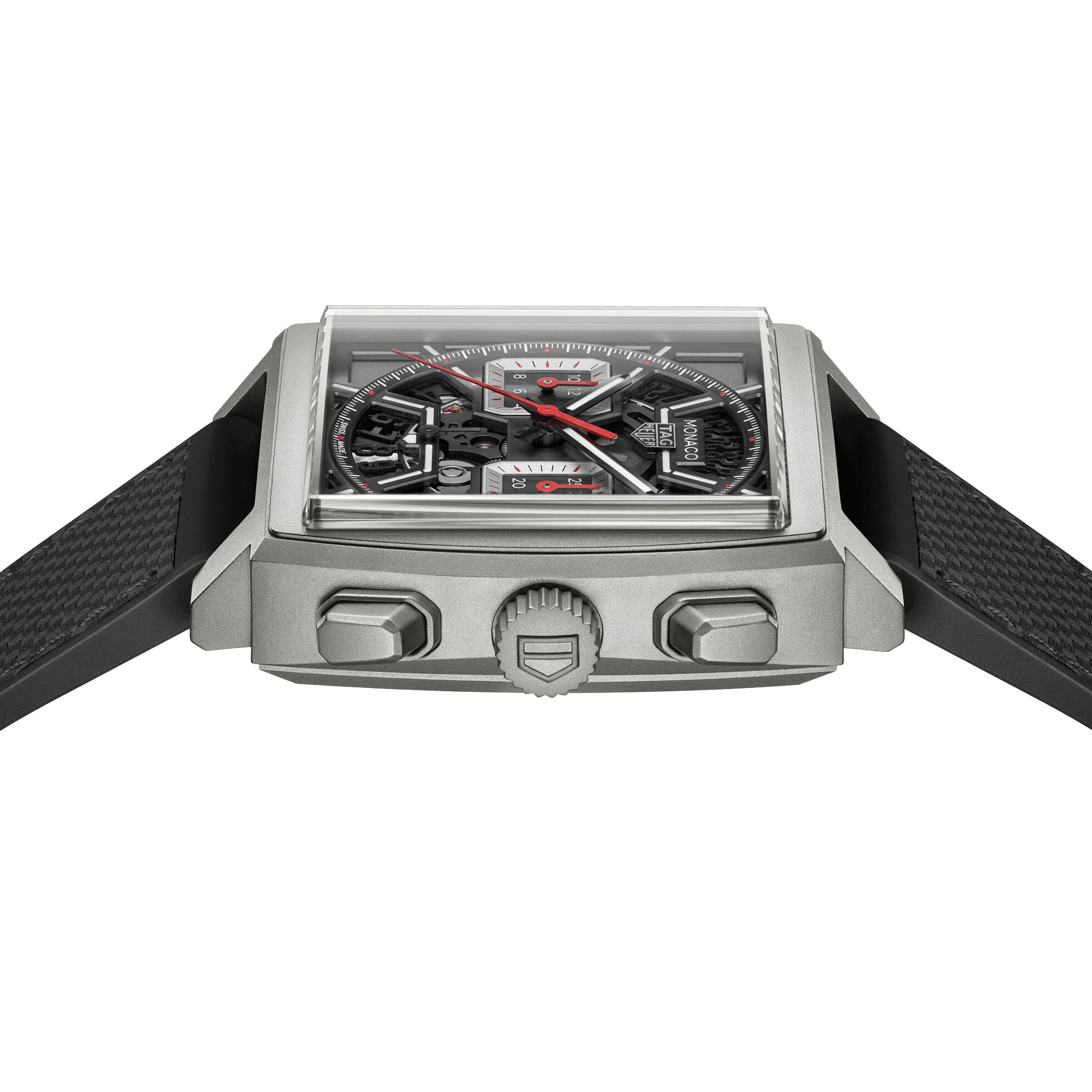 Montre TAG Heuer Monaco Racing Red automatique cadran squelette cuir et caoutchouc noir 39 mm CBL2183.FT6236