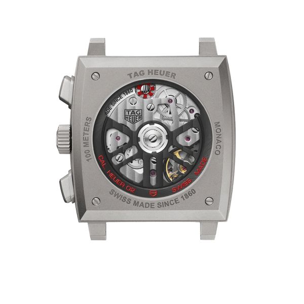 Montre TAG Heuer Monaco Racing Red automatique cadran squelette cuir et caoutchouc noir 39 mm CBL2183.FT6236