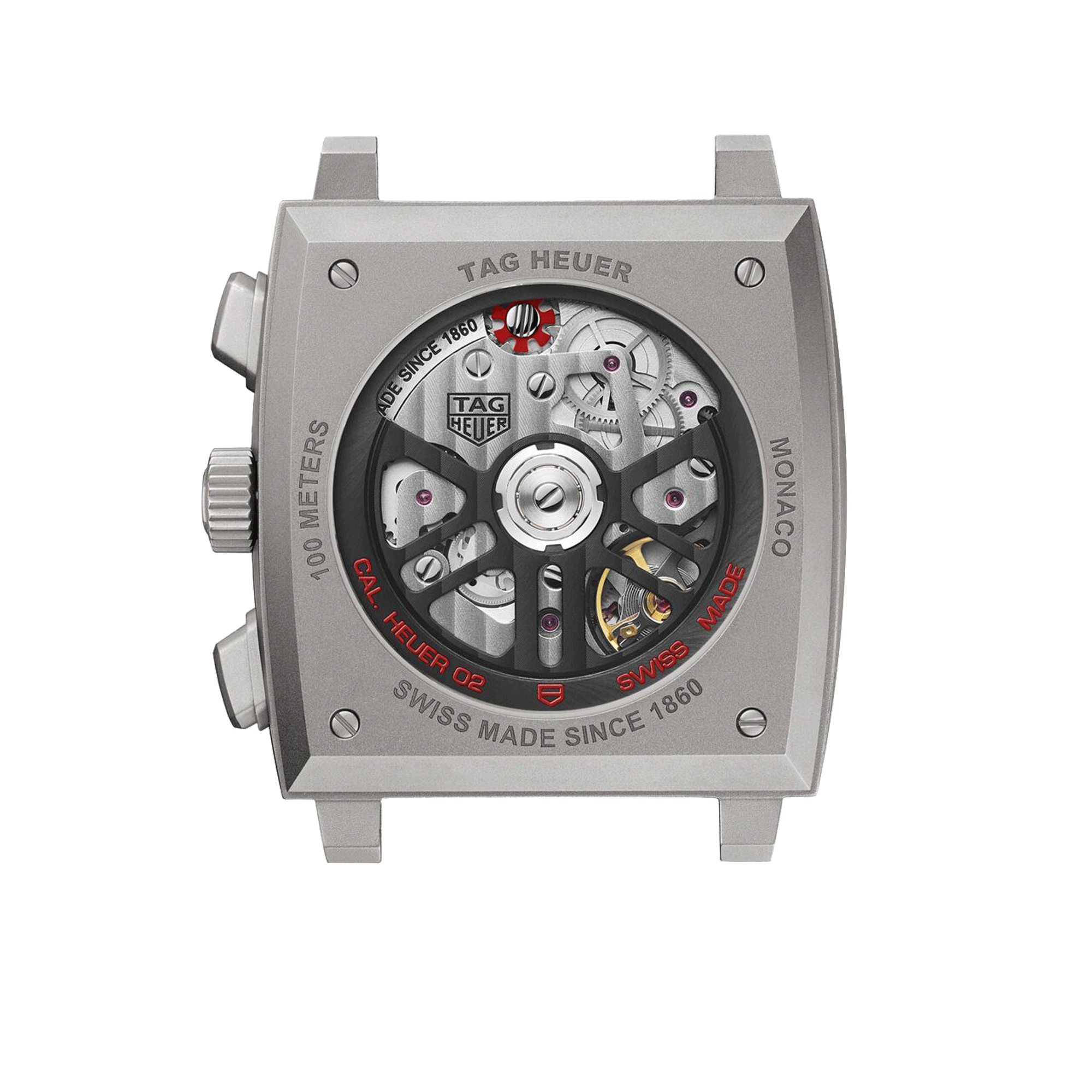 Montre TAG Heuer Monaco Racing Red automatique cadran squelette cuir et caoutchouc noir 39 mm CBL2183.FT6236