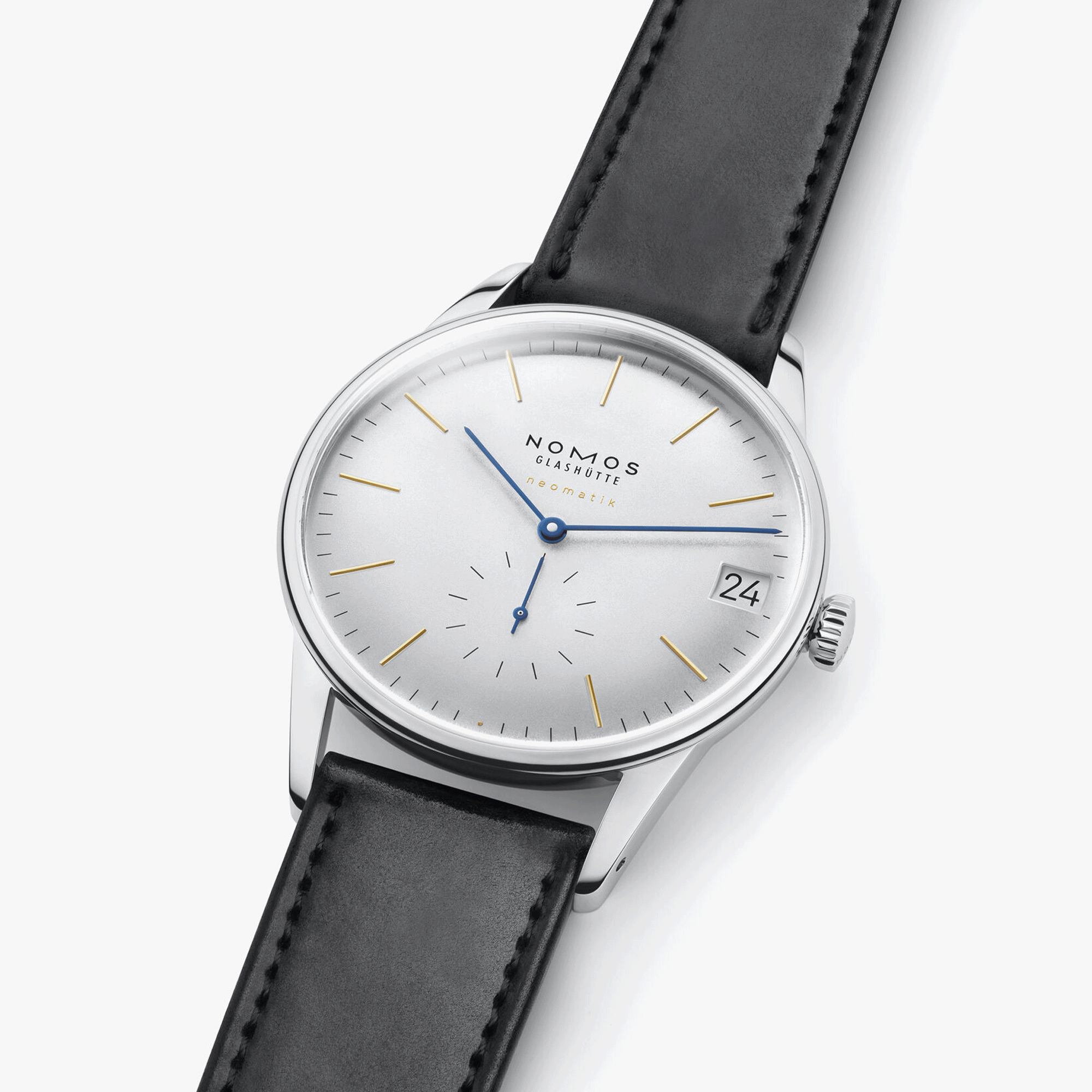 Montre Nomos Orion Neomatik 175 Years automatique cadran galvanisé bracelet cuir noir 40,5 mm 365.S1